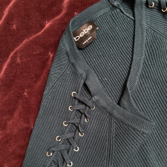 Bebé Teal Ribbed Sweater, size L - Picture 5 of 5